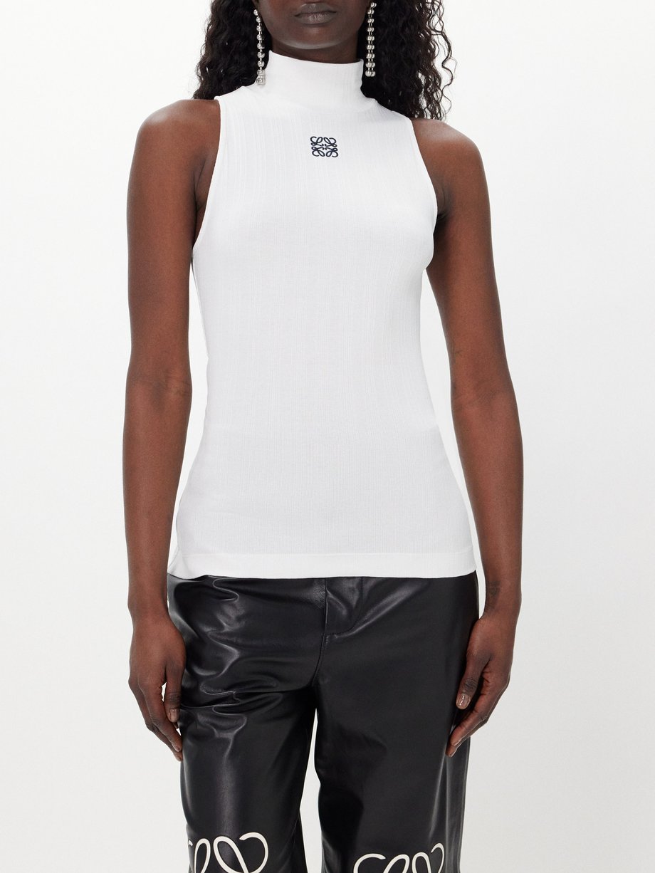 LOEWE Anagram-embroidered cotton blend-jersey tank top