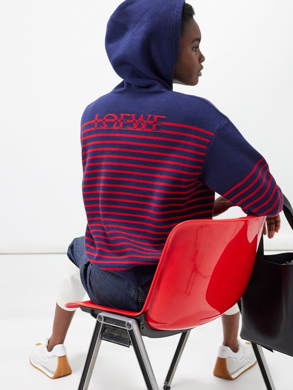 LOEWE Striped logo-jacquard wool-blend hoodie