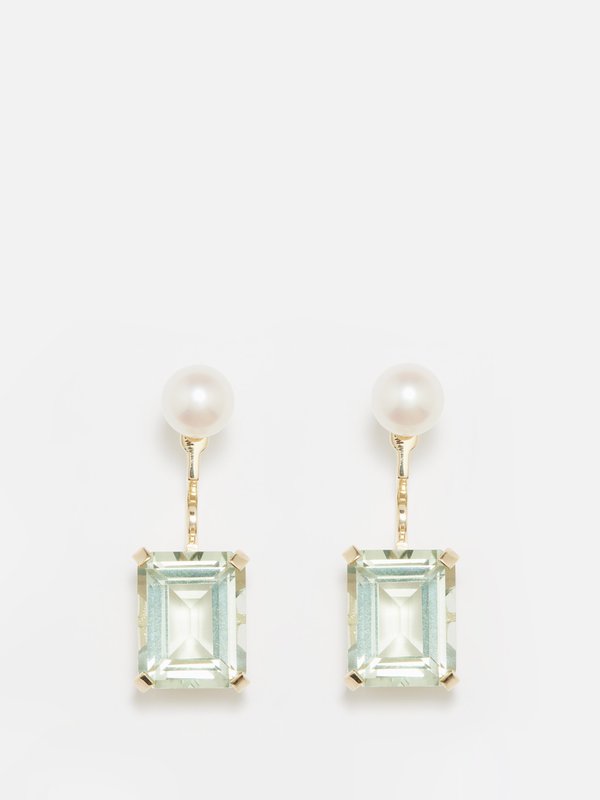 Mateo Jacket prasiolite, pearl & 14kt gold earrings