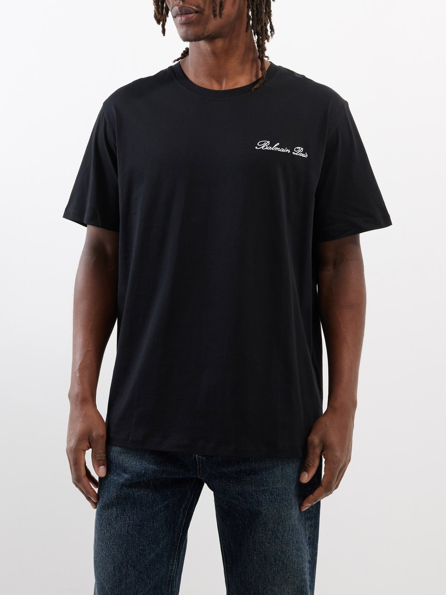 Balmain Signature-embroidered cotton-jersey T-shirt