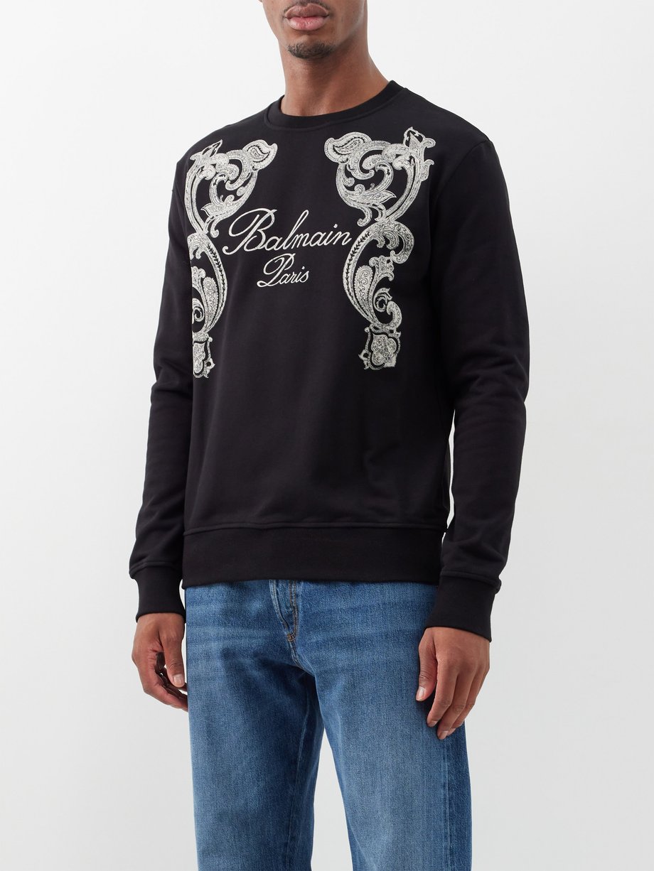 Balmain Paisley-print organic cotton-jersey sweatshirt