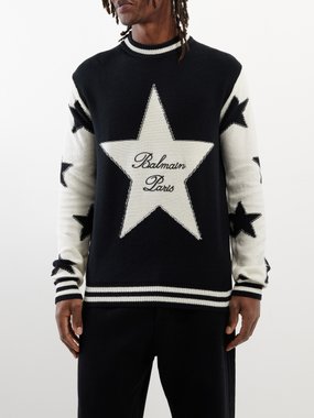 Balmain Star-jacquard knitted sweater