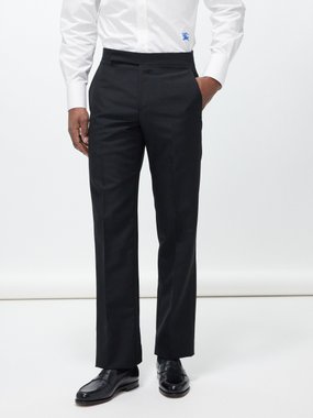 Lardini Flat front wool and mohair blend trousers