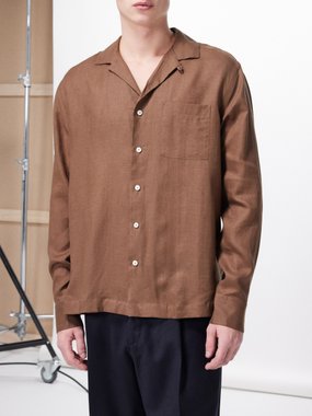 Lardini Cuban-collar linen shirt
