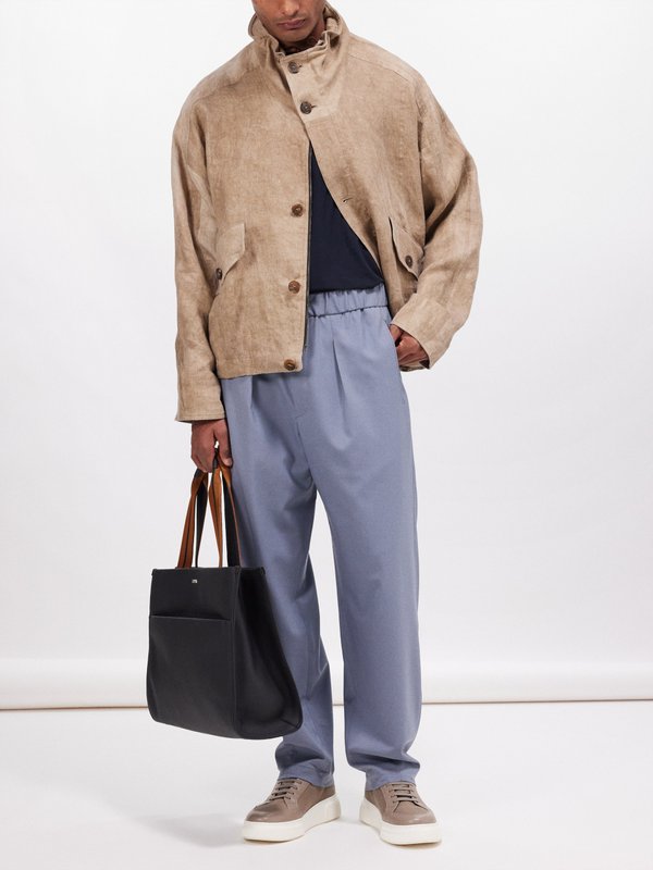 Giorgio Armani Elasticated-waist pleated wool trousers