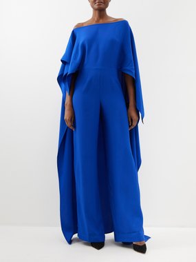 Taller Marmo Jerry cape-back crepe jumpsuit