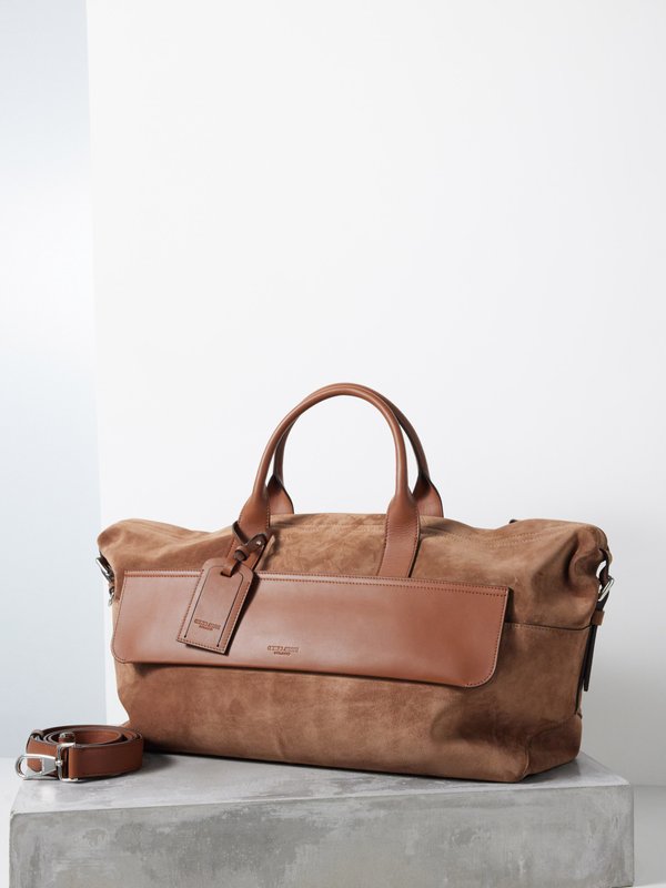 Giorgio Armani Leather-trim suede holdall