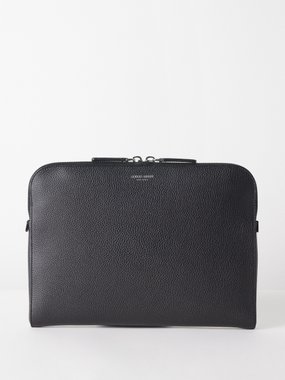 Giorgio Armani Grained-leather zip pouch
