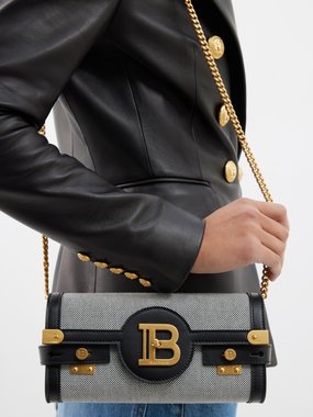 Balmain B-Buzz leather-trim canvas cross-body bag