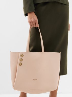 Balmain Emblème grained-leather tote bag