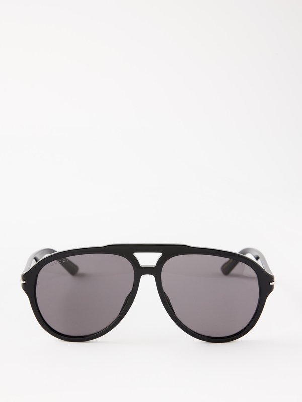 Gucci Eyewear (Gucci) Logo-engraved aviator acetate sunglasses