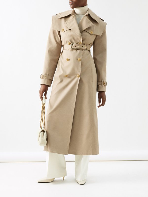 Balmain Double-breasted cotton-blend trench coat