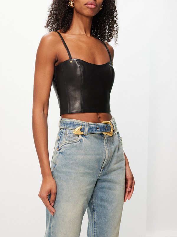 Balmain Leather cropped top