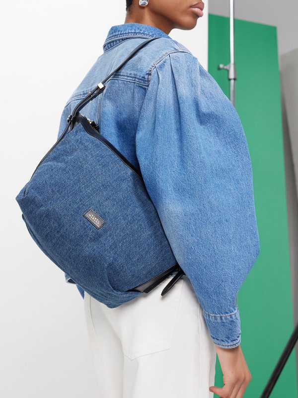 Isabel Marant Leyden small leather-trim denim shoulder bag