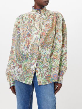 Etro Stand-collar paisley-print cotton Oxford shirt