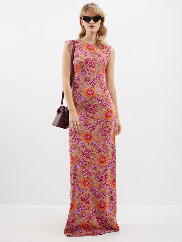 Etro Floral-jacquard knitted maxi dress