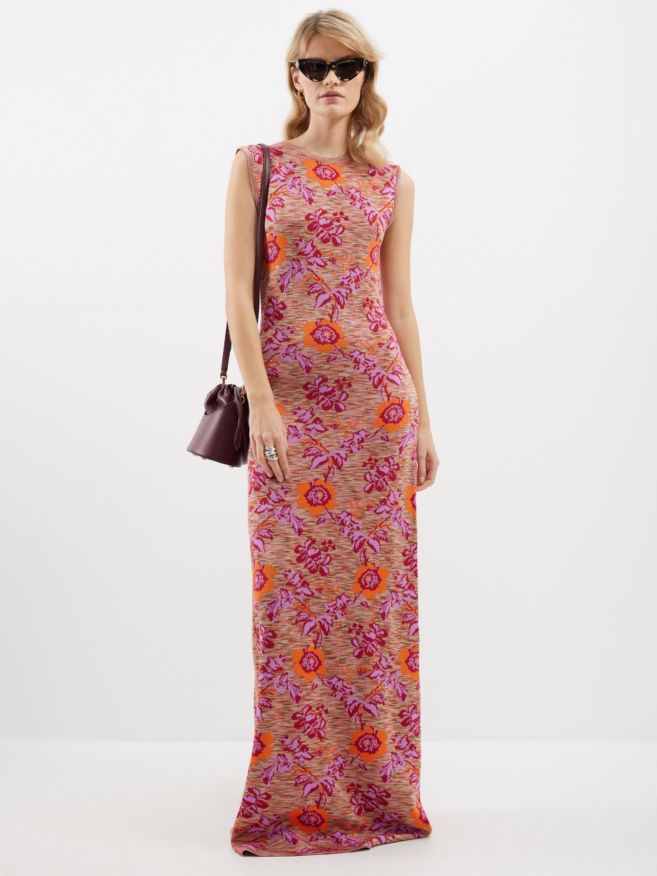 Etro Floral-jacquard knitted maxi dress