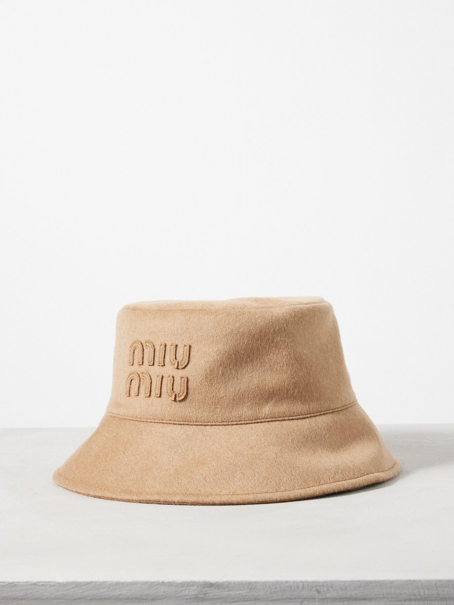 Miu Miu Logo-patch camel-hair bucket hat