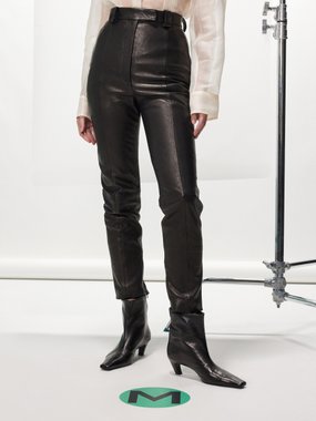 Khaite Waylin leather tapered trousers