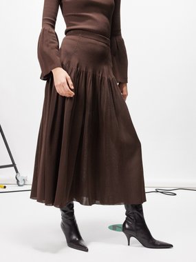 Altuzarra Cushing drop-waist ribbed-knit midi skirt
