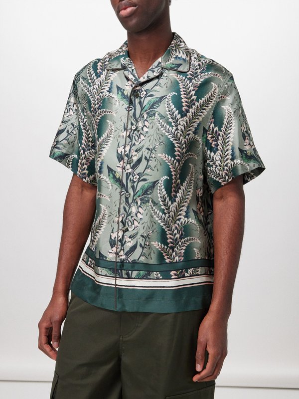 Etro Floral-print silk-twill short-sleeved shirt