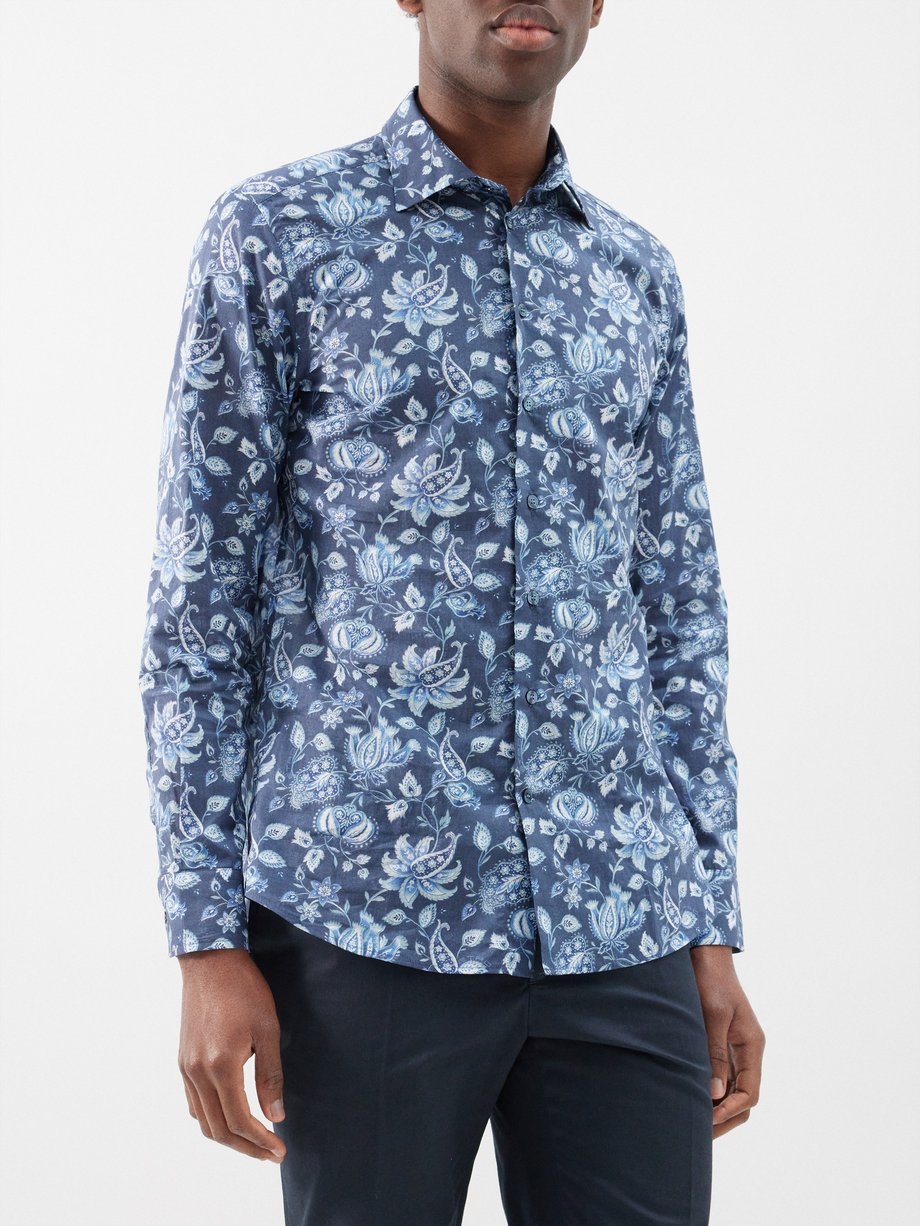Etro Paisley-print cotton slim-fit shirt