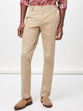 Etro Pegaso-embroidered cotton-blend twill trousers