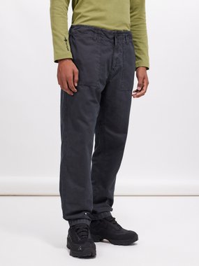 Stone Island Garment-dyed cotton-canvas trousers