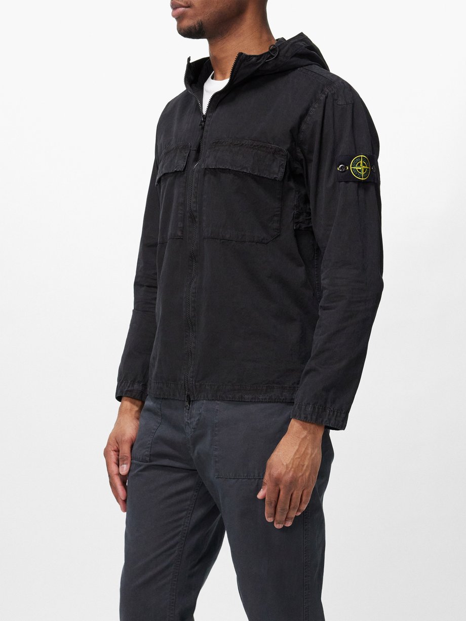 Stone Island Flap-pocket cotton-canvas hooded overshirt