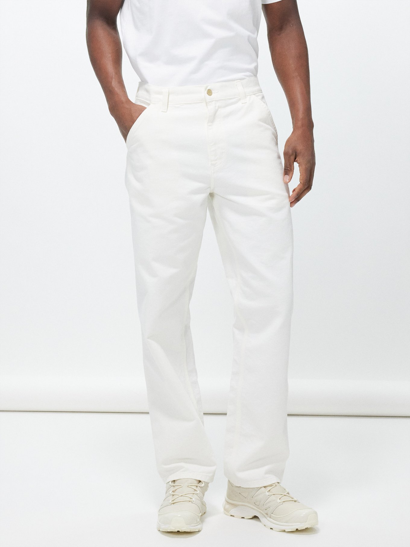 White Simple straight-leg cotton trousers, Carhartt WIP