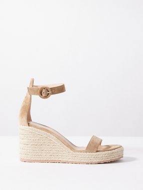 Gianvito Rossi Ankle-strap suede wedge sandals