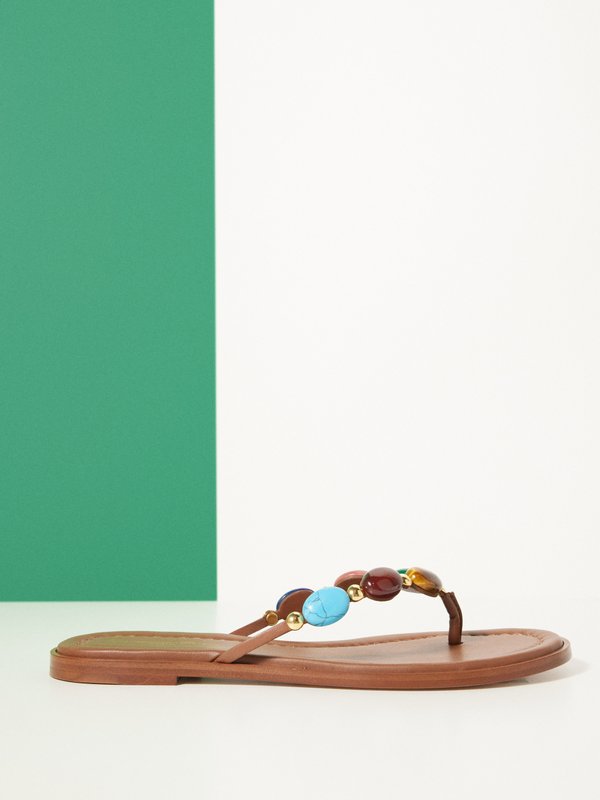 Gianvito Rossi Embellished leather flip flops