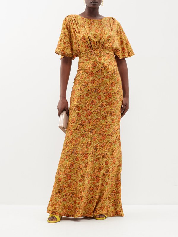 Saloni Winona paisley-print silk-satin gown