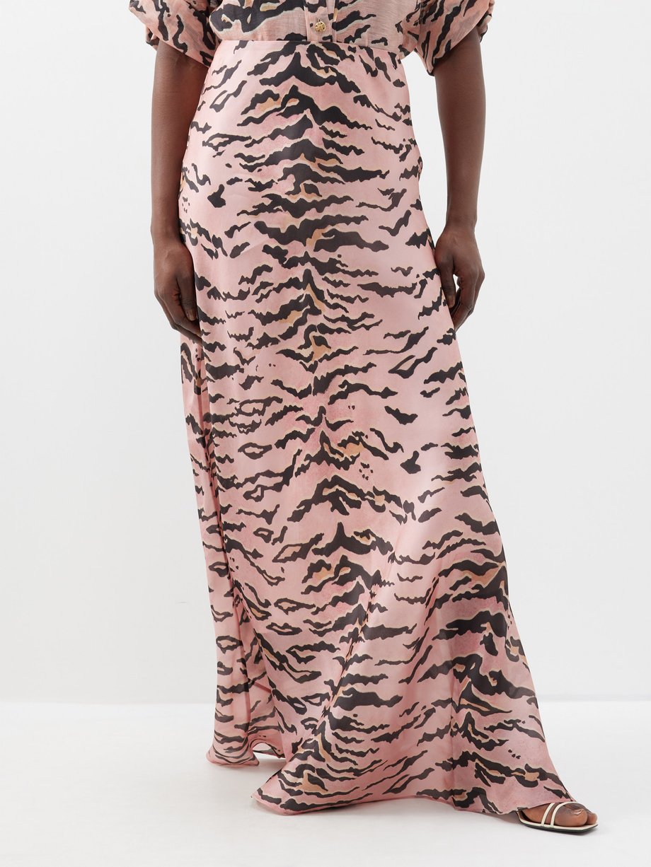 Zimmermann Matchmaker animal-print bias-cut silk maxi skirt