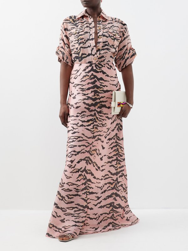 Zimmermann Matchmaker animal-print bias-cut silk maxi skirt