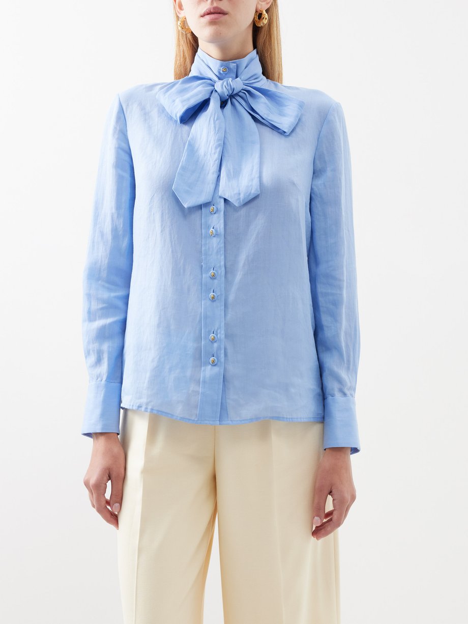 Zimmermann Pussy-bow ramie blouse