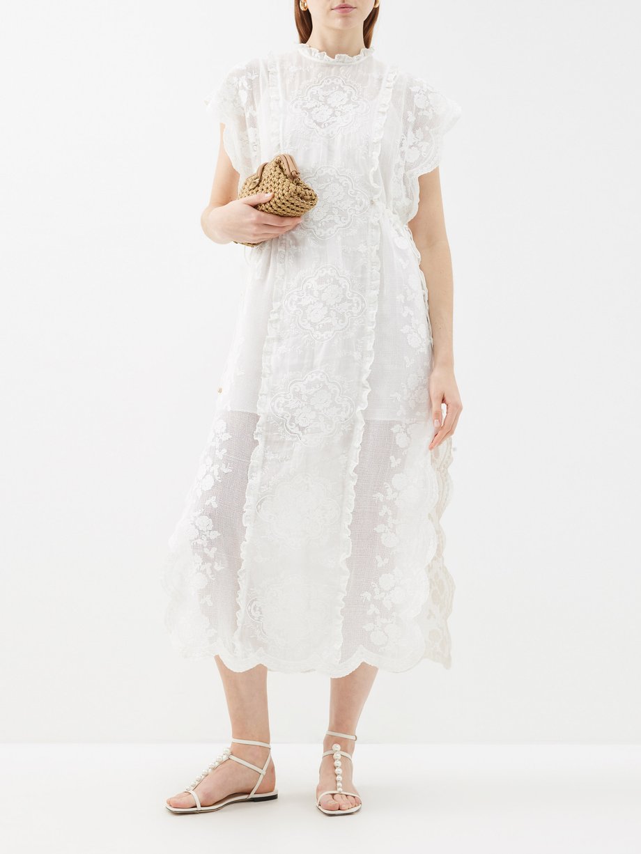 Zimmermann Alight drawstring-waist lace midi dress