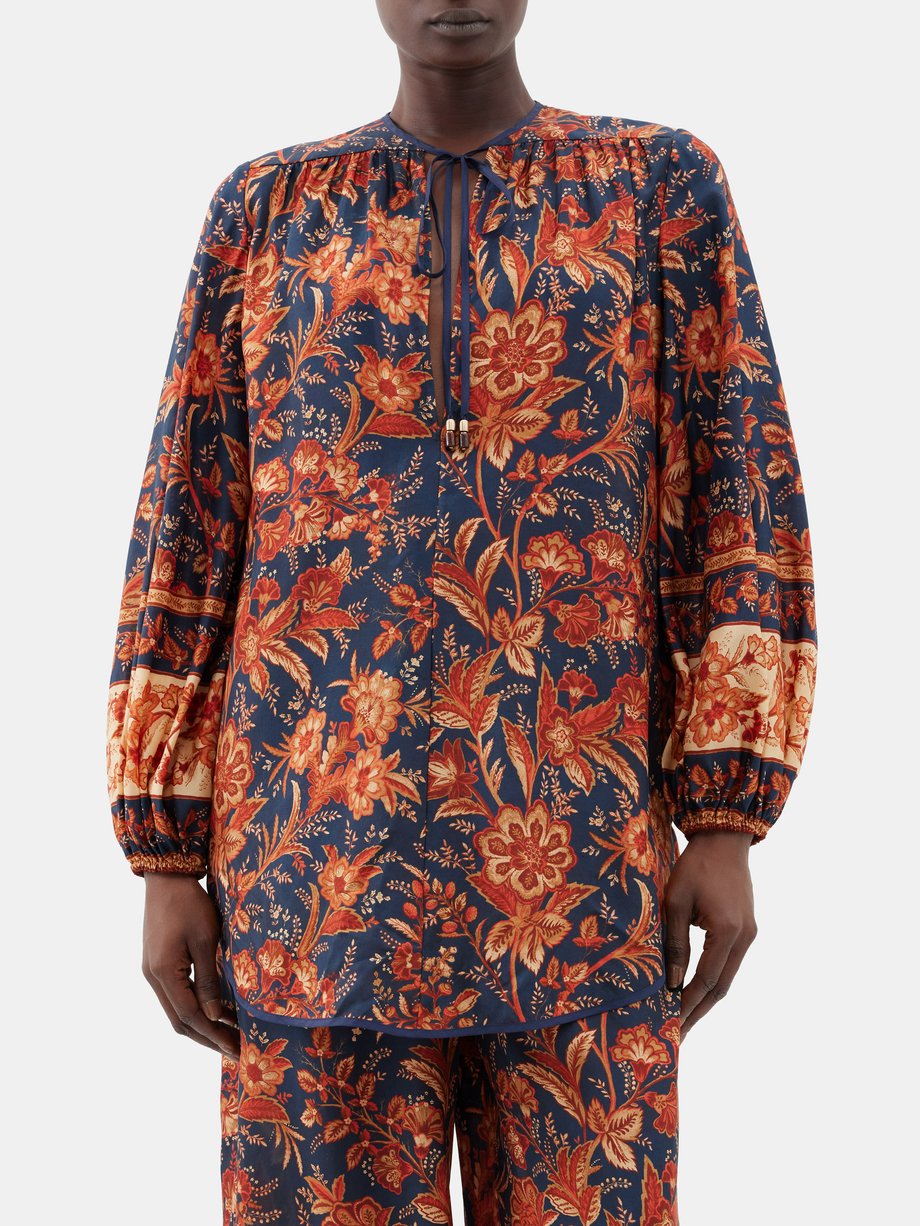 Zimmermann Junie floral-print silk-satin top
