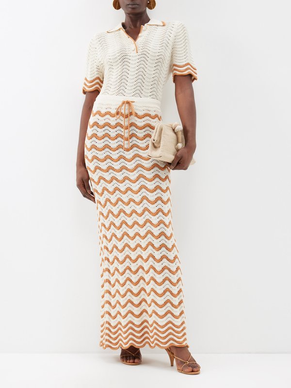 Zimmermann Junie pointelle-knit cotton maxi skirt