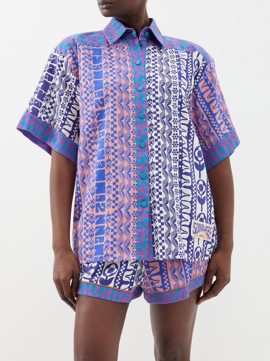 Zimmermann Acadian geometric-print linen shirt