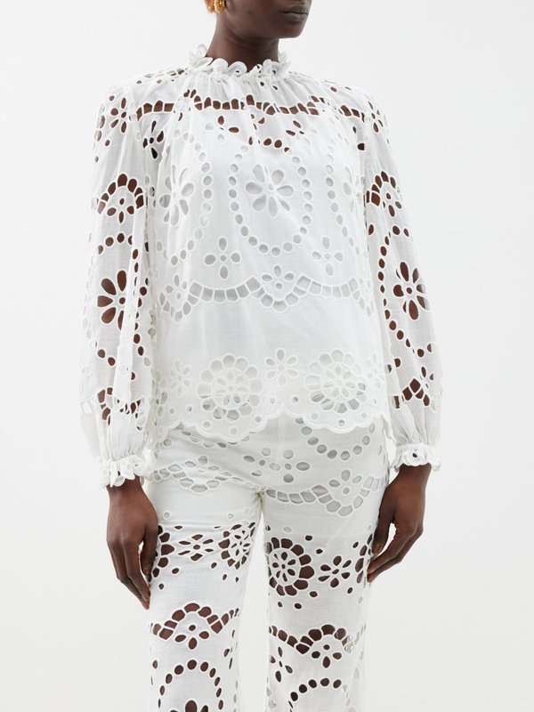 Zimmermann Lexi broderie-anglaise cotton blouse