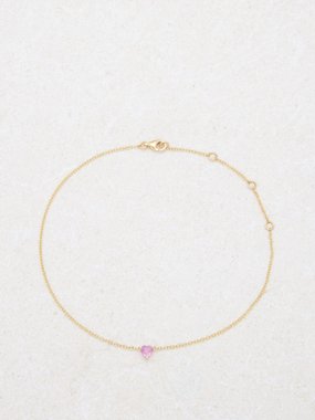 Shay Baby Heart sapphire & 18kt gold anklet