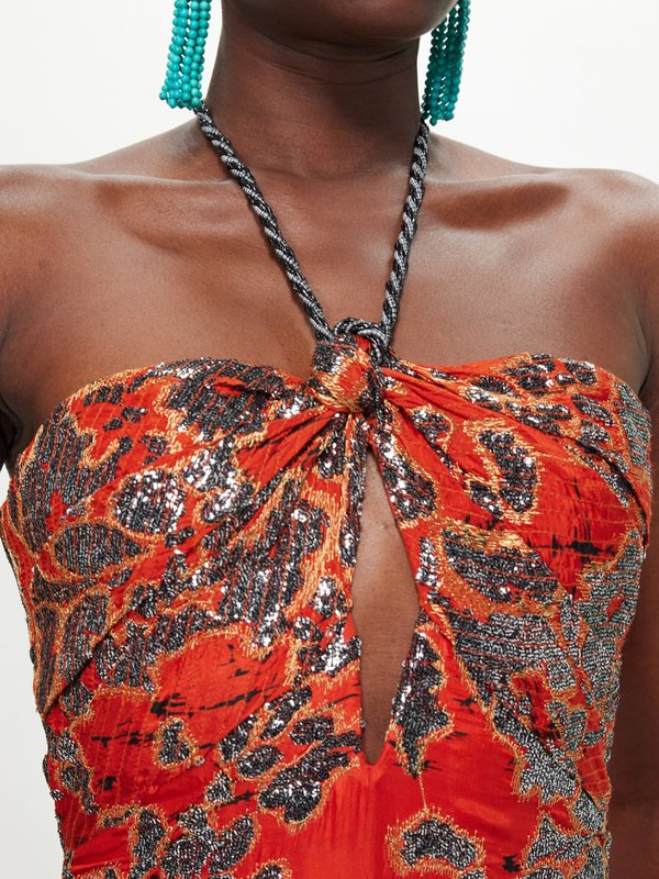 Johanna Ortiz Full Moon Hues abstract-jacquard silk dress