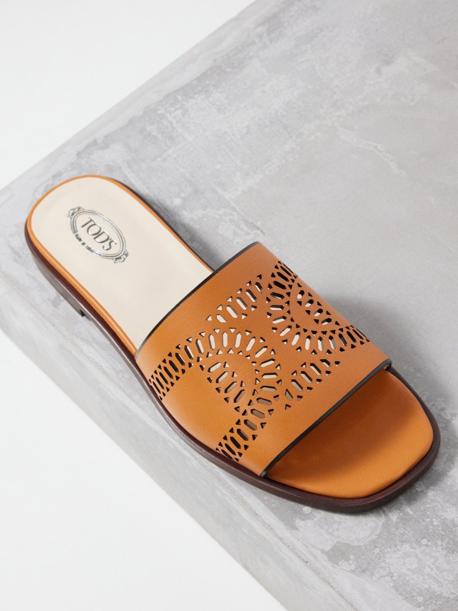 Tod's Kate laser-cut leather flat sandals
