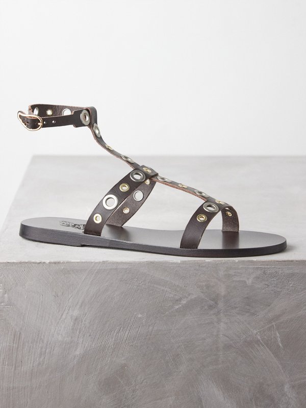 Ancient Greek Sandals Klelia eyelet-embellished leather  flat sandals