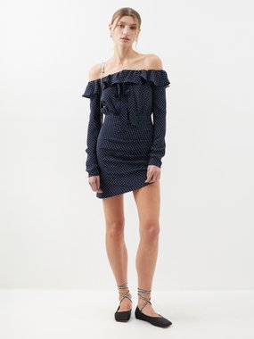 Alessandra Rich Polka dot-print silk-crepe mini dress