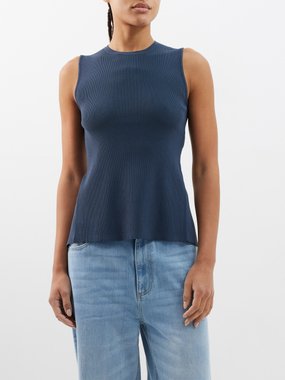Tibi Giselle open-back ribbed-jersey tank top