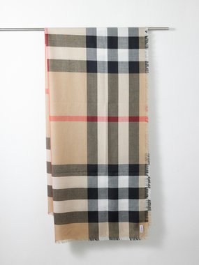 Burberry Check cashmere-blend scarf