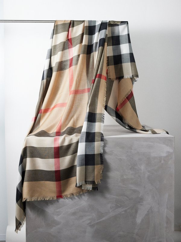 Burberry Check cashmere-blend scarf