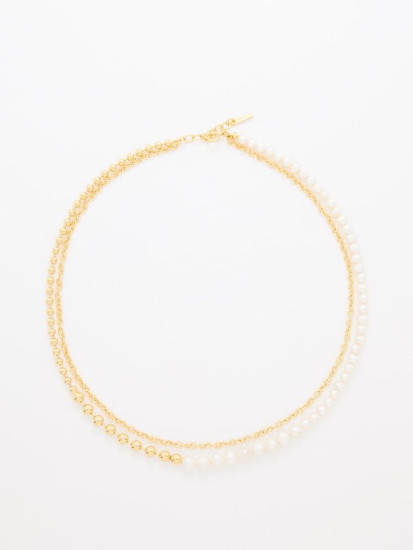 Completedworks Double chain pearl & 18kt gold-vermeil necklace